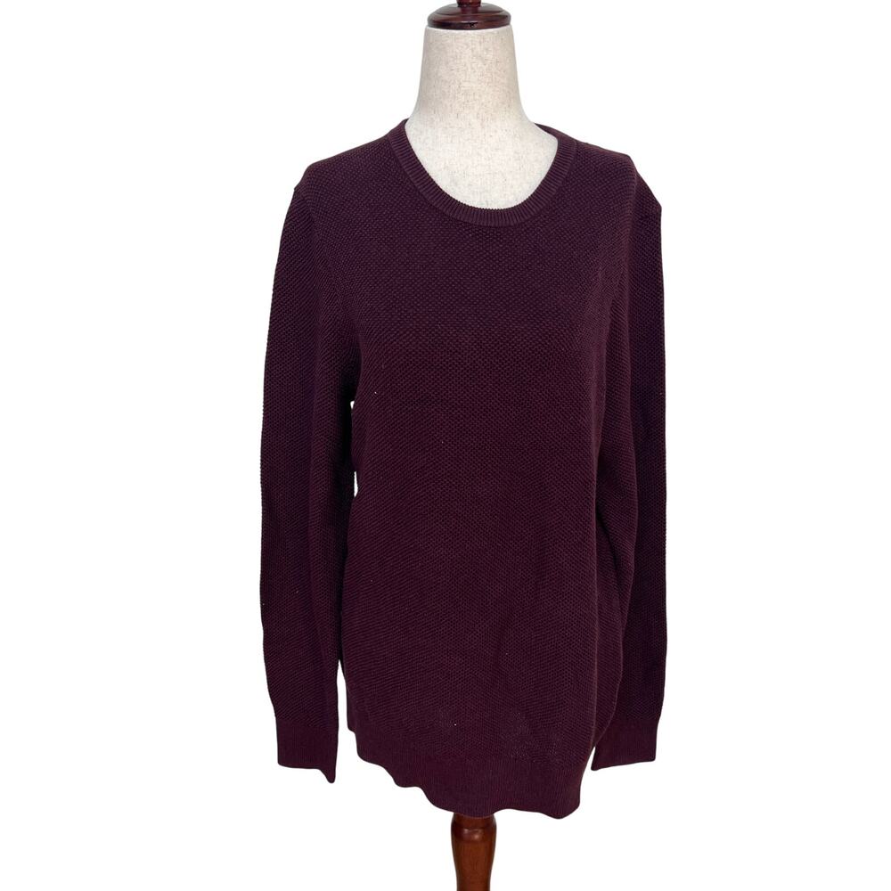 ARTEFACT Men's Bowen Modern Textured Crew Size M In Burgundy
